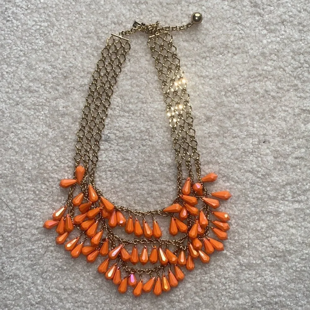 Kate Spade Iridescent Orange Statement Necklace!!